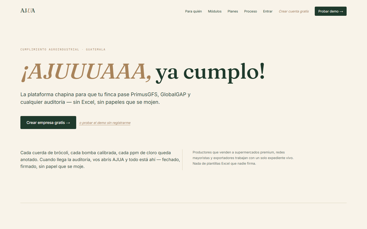 Dashboard AJUA Pro — Listo para auditoría